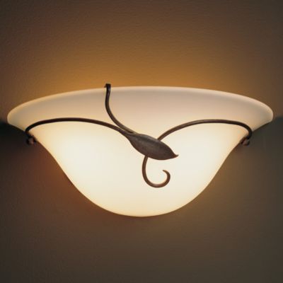 Forged Leaf and Stem Wall Sconce With Half Bell Glass by Hubbardton Forge - Starlight Lighting USA and Canada